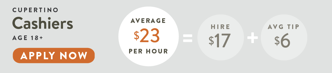 Cupertino Cashiers $23.00 Average Per Hour