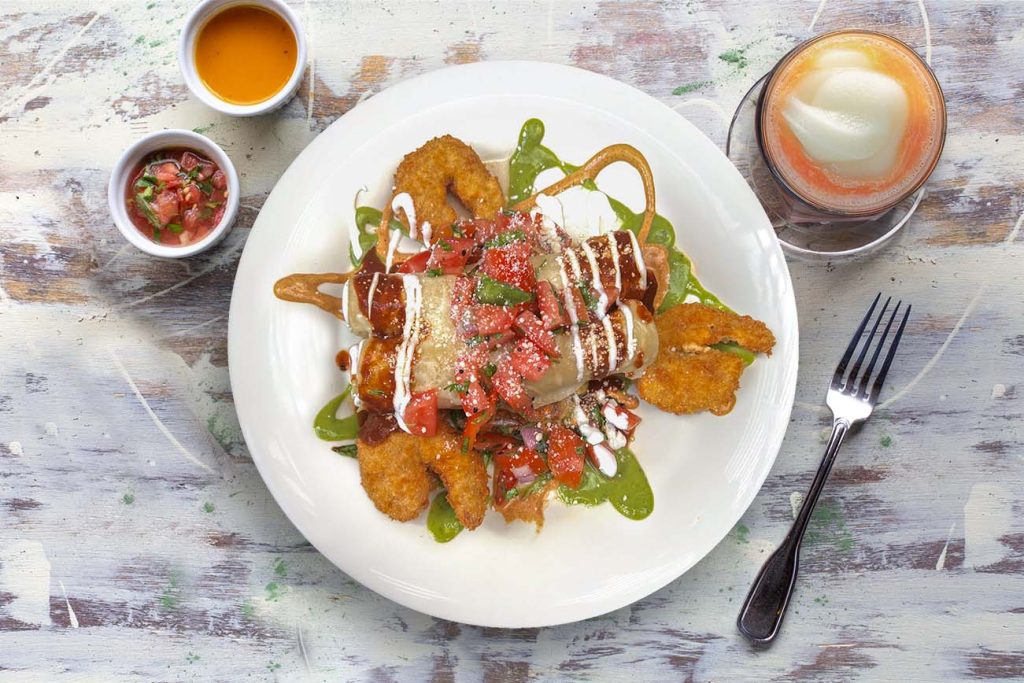 Baja Salmon Enchiladas and Fried Shrimp