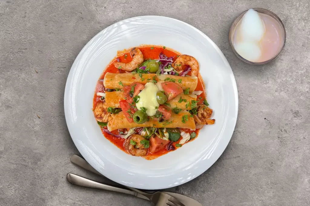 Valencia Sea Bass Enchiladas and Grilled Shrimp