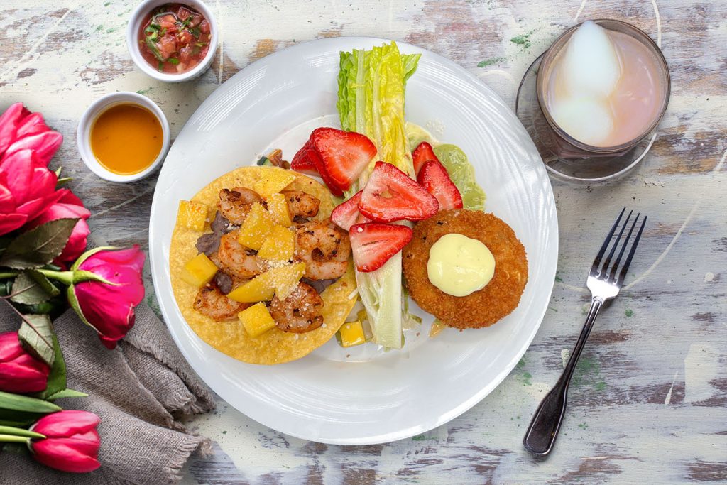 Wild Crab Cake and Grilled Shrimp Tostada