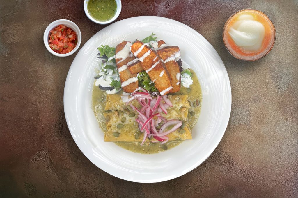 Pipian Salmon Enchiladas