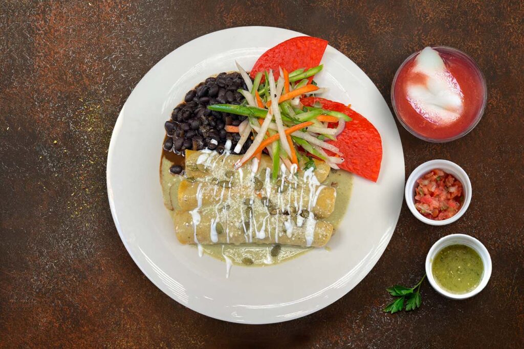 Pipian Salmon Enchiladas Chef Special